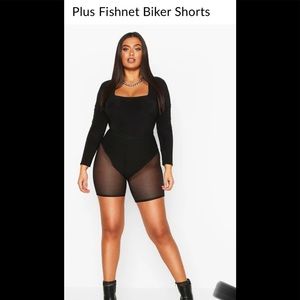 NWT Boohoo Fishnet Biker Shorts